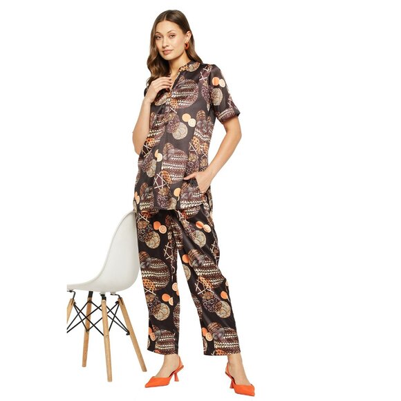 Gypsie Blu Women Satin Pajama Set 2 Piece Short Sleeve Soft & Silk Button Down - Picture 7 of 7